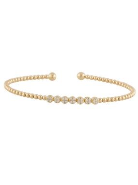 Gabriel & Co. 14K Gold Diamond Cluster Bead Cuff Bracelet - Gold